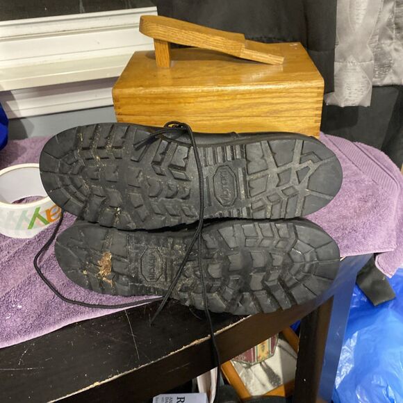 Wellco Vibram Black Canvas Leather Combat Boots Mens Size 5 W - Picture 7 of 8